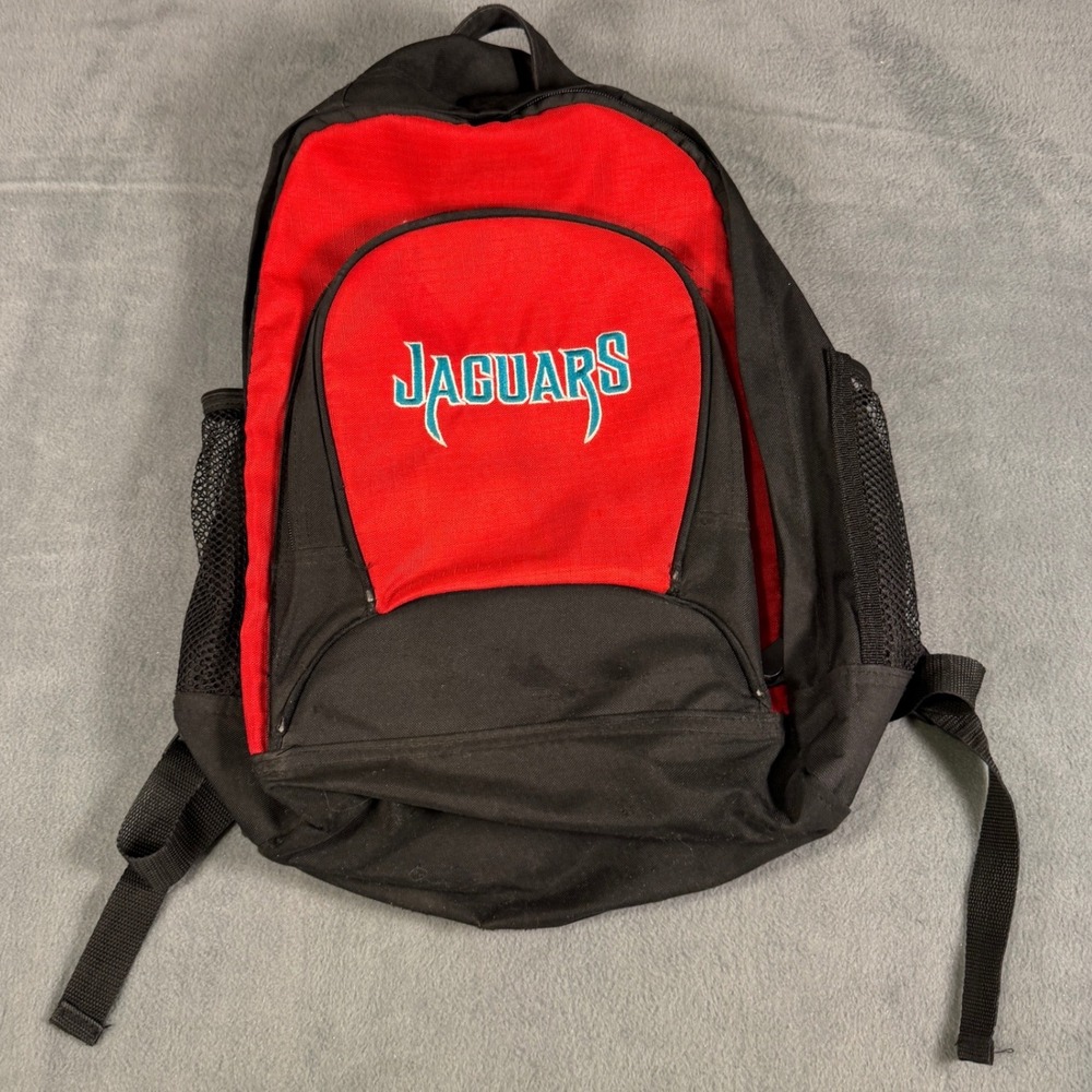 Vintage Jacksonville Jaguars Backpack NFL Red Black Rare Embroidered Logo Bag